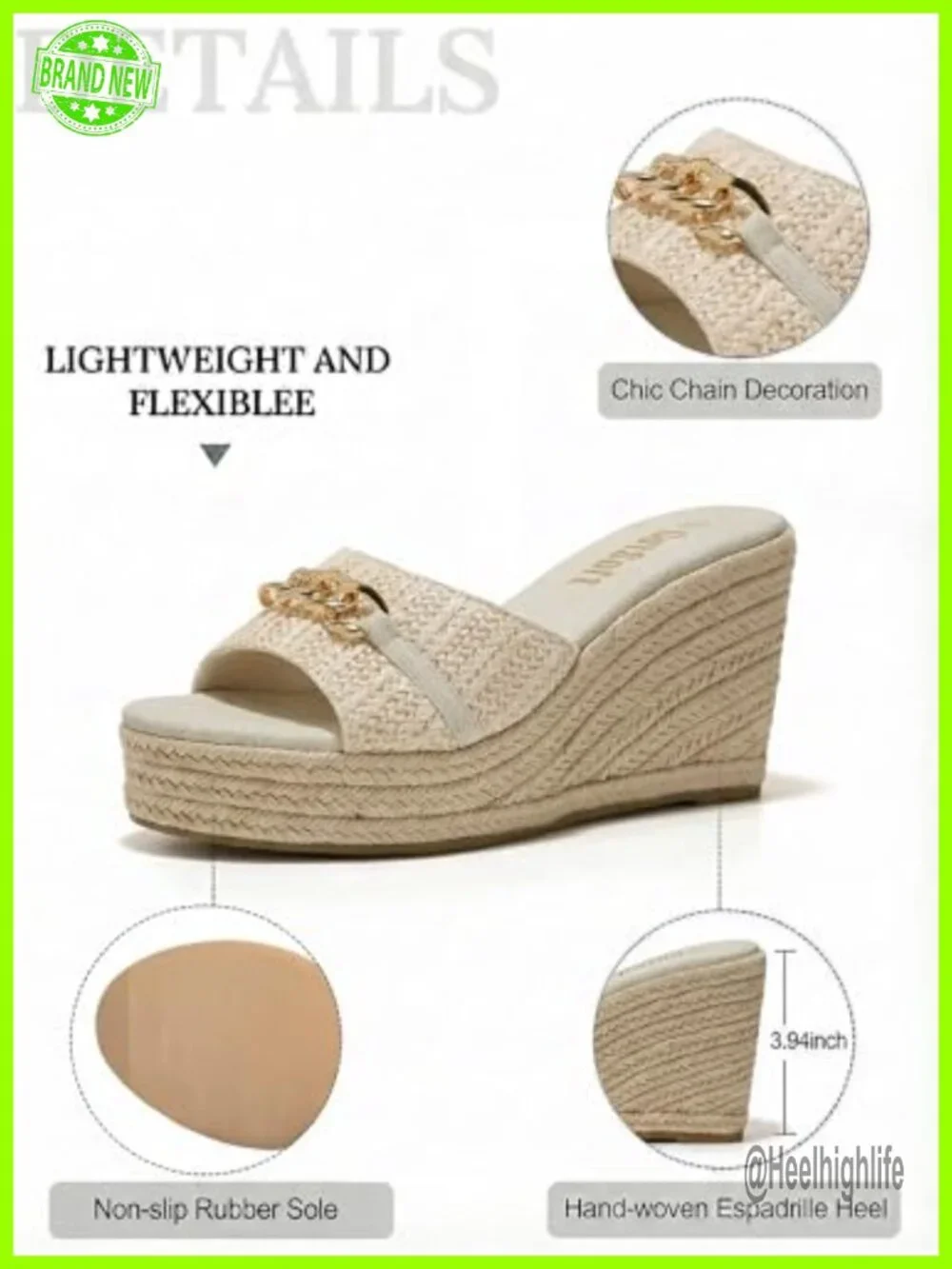 Women's Espadrilles Wedge Sandals Memory Foam Slip On Platform Summer